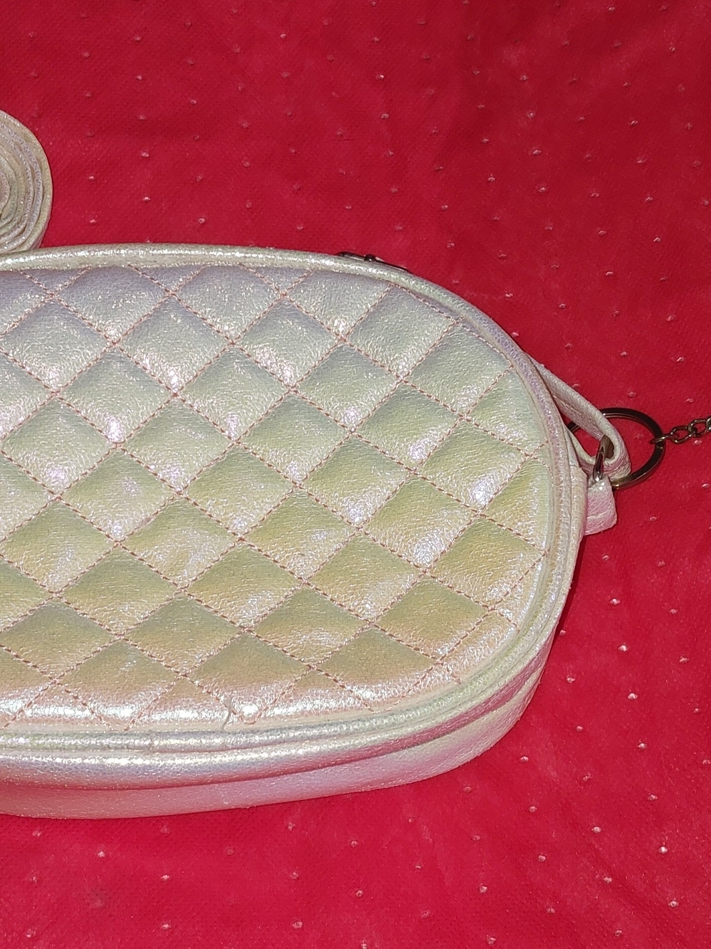 Quilted Metallic Crossbody Bag - Iridescent Pearl